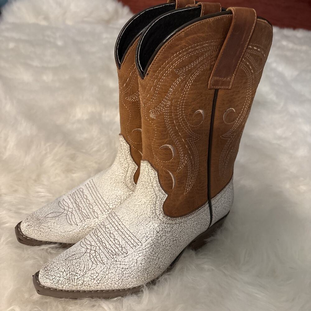 Cowgirl Boots Women Sz 6.5 Sterling River Leather Embroidered Distressed Boho